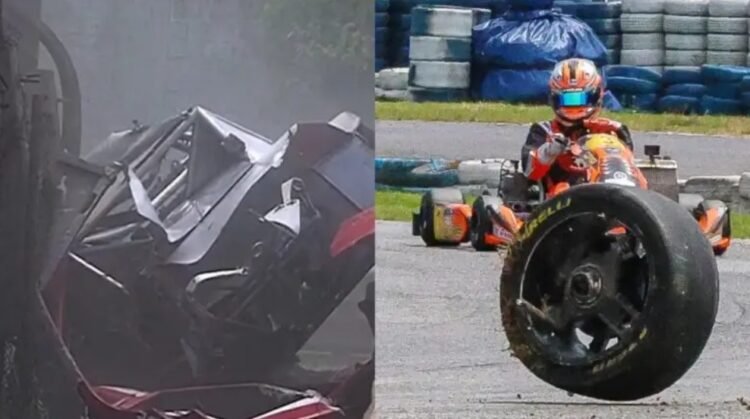 Impresionante vuelco en Top Race en el Gálvez: una de las ruedas del Corolla de Gastaldi terminó en la pista de karting